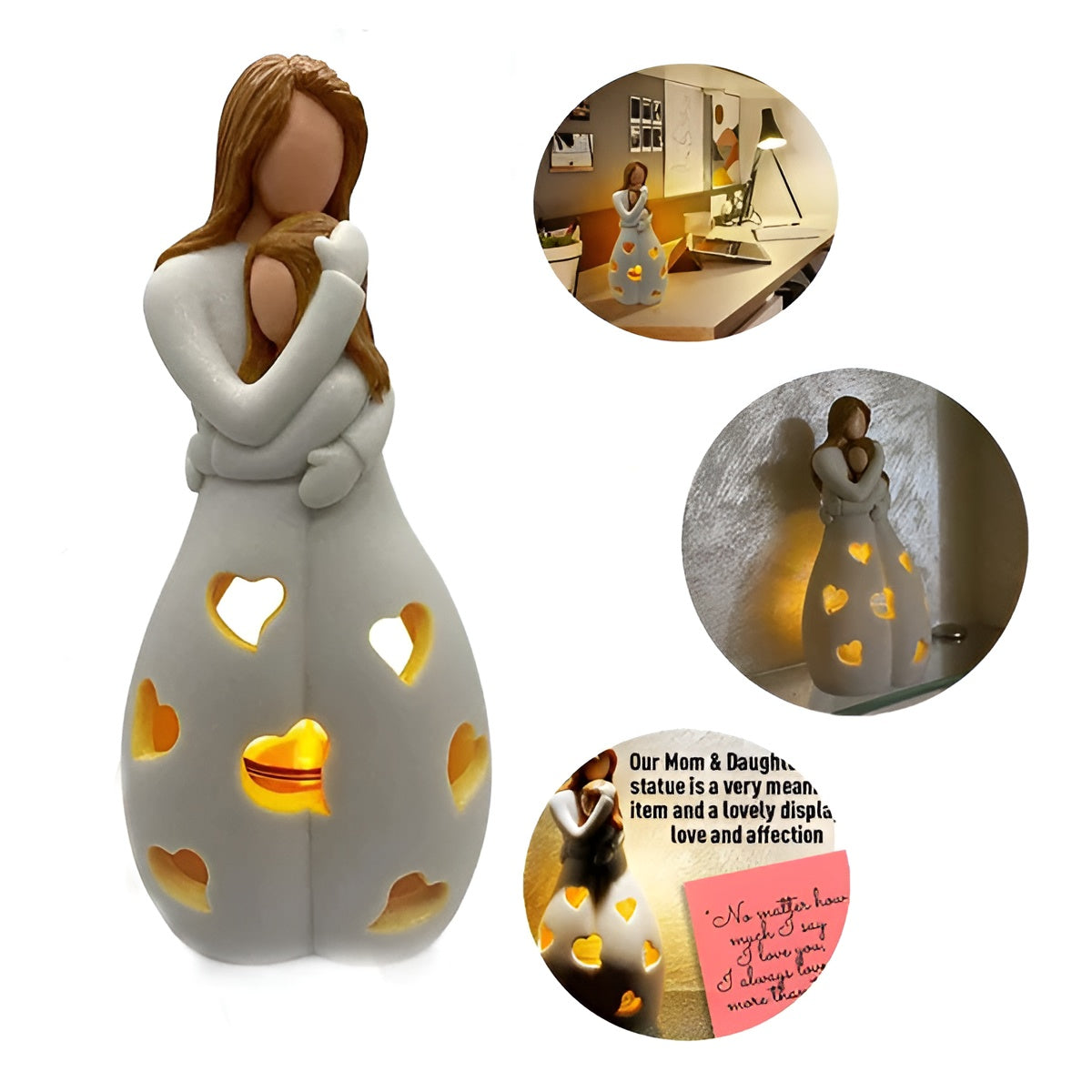 Junips | Embracing Mother Daughter Figure Flickering Candle Holder - LoveGlow