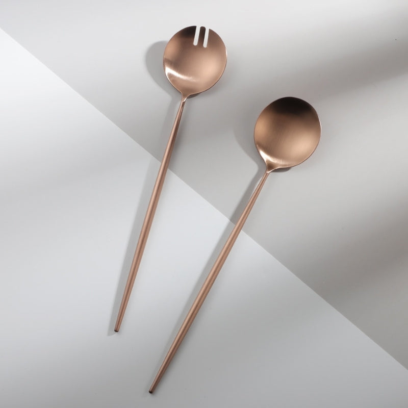 Junips | Rose Gold Salad Cutlery and Serving Utensils Set