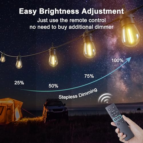 Junips | 52FT Solar String Lights for Outdoor with Remote Control, Warm White