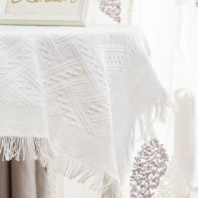 Junips | Waffle Modern Tablecloth, Knitted Fabric Lace Coffee Cloth, Round Tablecloth, Rectangular Tablecloth