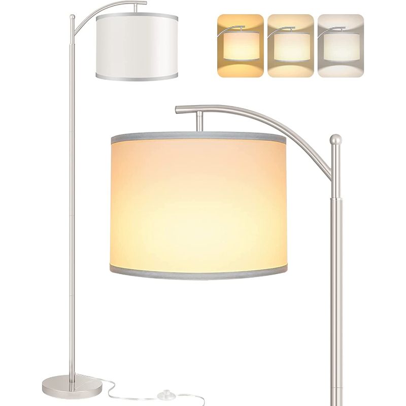 Junips | Floor lamp with 3 color temperatures LED bulb, floor lamp high industrial floor lamp reading for bedroom, office, white lampshade included