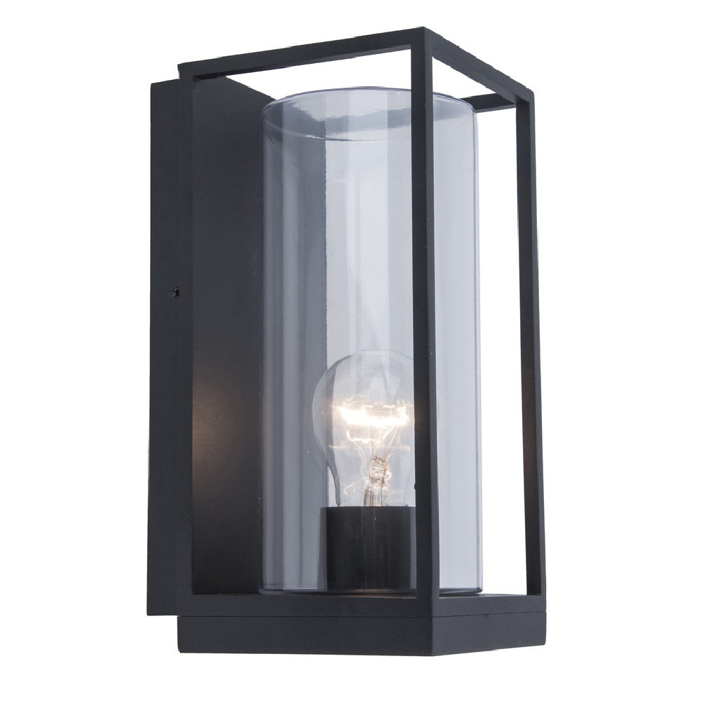 Junips | Lutec 5288803012 Flair Matt Black Outdoor Vintage Flush Lantern Wall Light