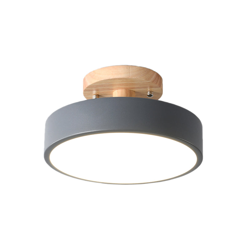 Junips | Scandinavian LED Ceiling Light with Wood | Modern Drum Shape for Hallways and Entrances | Energy-Efficient Lighting