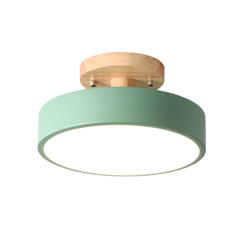 Junips | Scandinavian LED Ceiling Light with Wood | Modern Drum Shape for Hallways and Entrances | Energy-Efficient Lighting