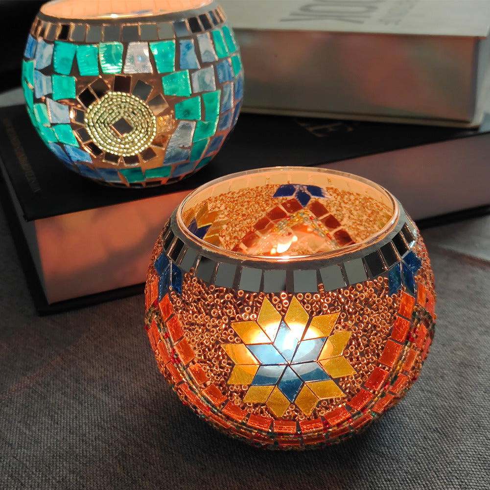 Junips | European Retro Glass Mosaic Tealight Holder