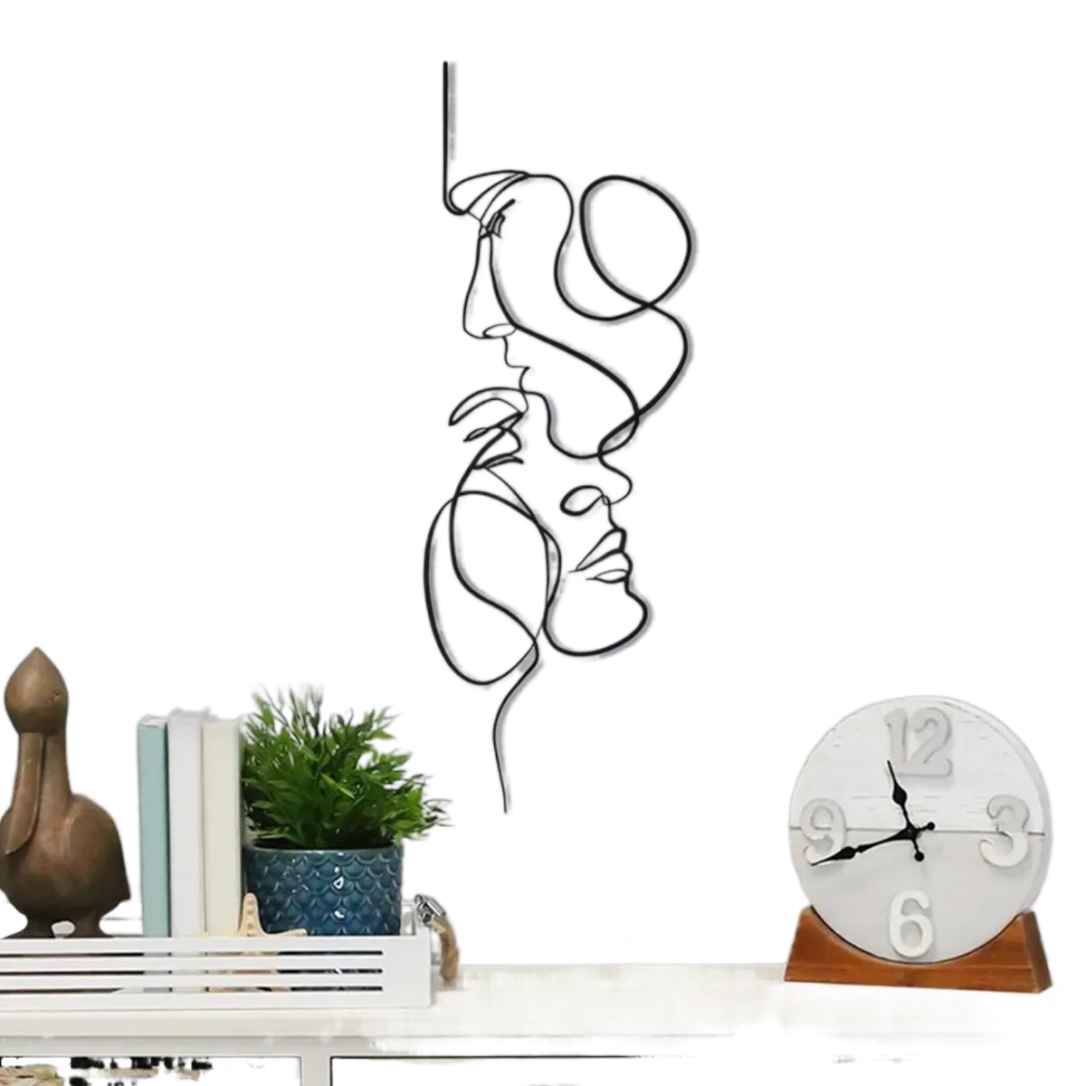Junips | Black Metal Wall Art Wall Decoration Abstract Iron Wall Sculpture Minimalist Face Line Home Decor Craftsmanship