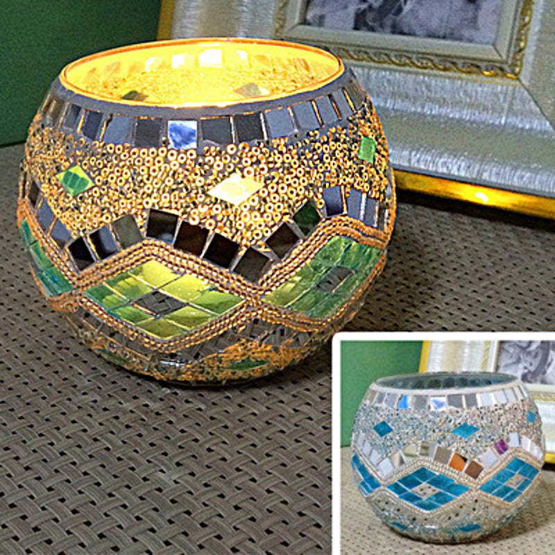 Junips | European Retro Glass Mosaic Tealight Holder