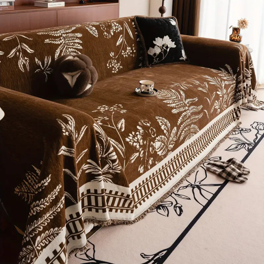 Junips | Foliage Floral Chenille Sofa Cover