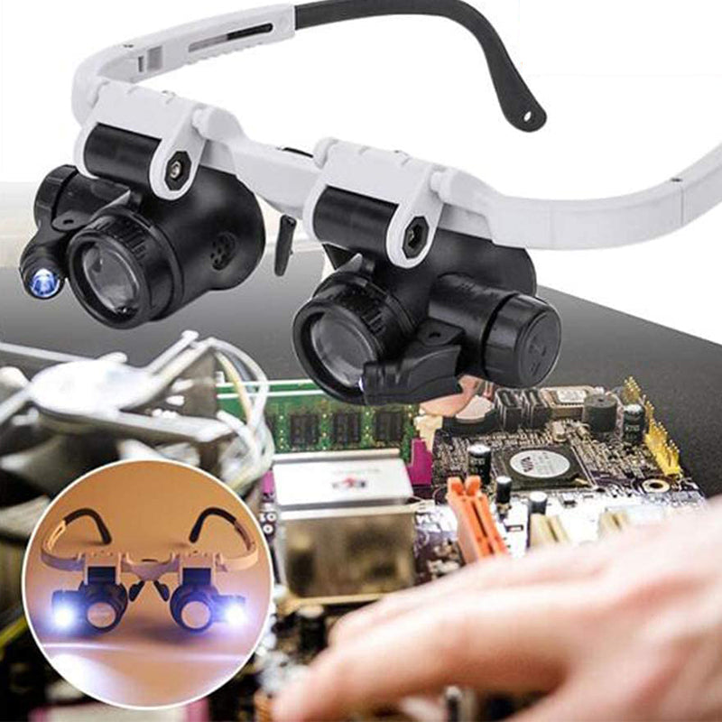 Junips | Magnifying Glasses with Dual LED Illumination | 8x, 15x, & 23x Combined Magnification | High-Definition Acrylic Optics | 180° Rotatable Lens System | Adjustable 5mm Lateral Alignment & Retractable Arms