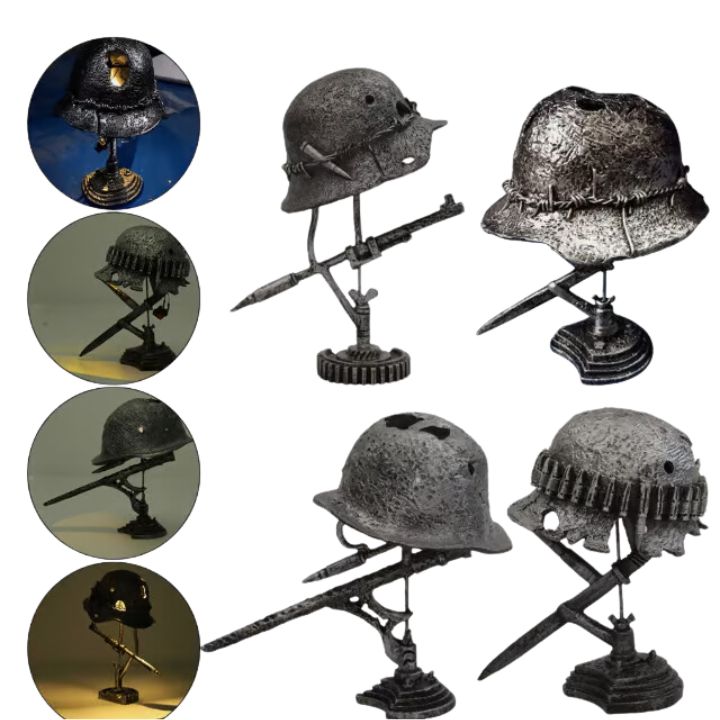 Junips | AntiqueLume | Vintage Steel Helmet Table Lamp – Timeless Historical Home Décor