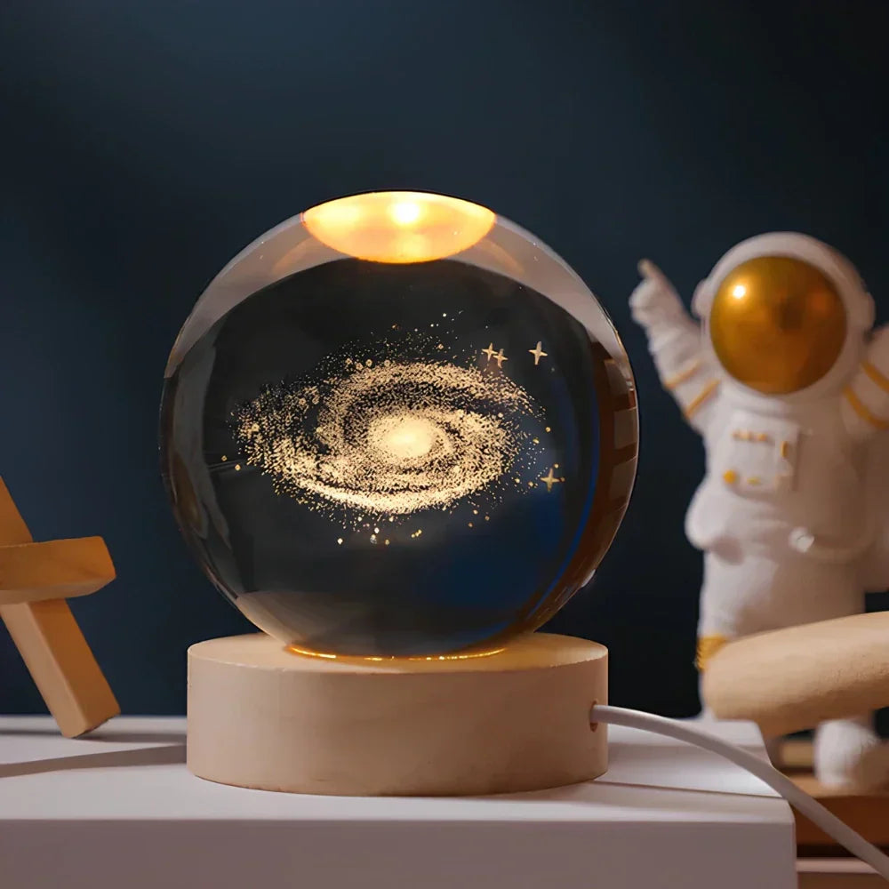 Junips | Night Light Wooden Base Crystal Ball Lamp