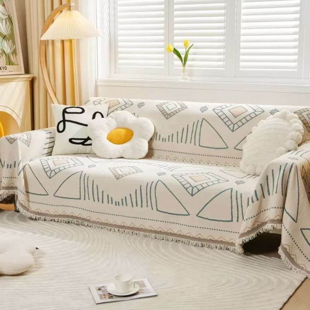 Junips | Meringue Chenille Geometry Sofa Cover