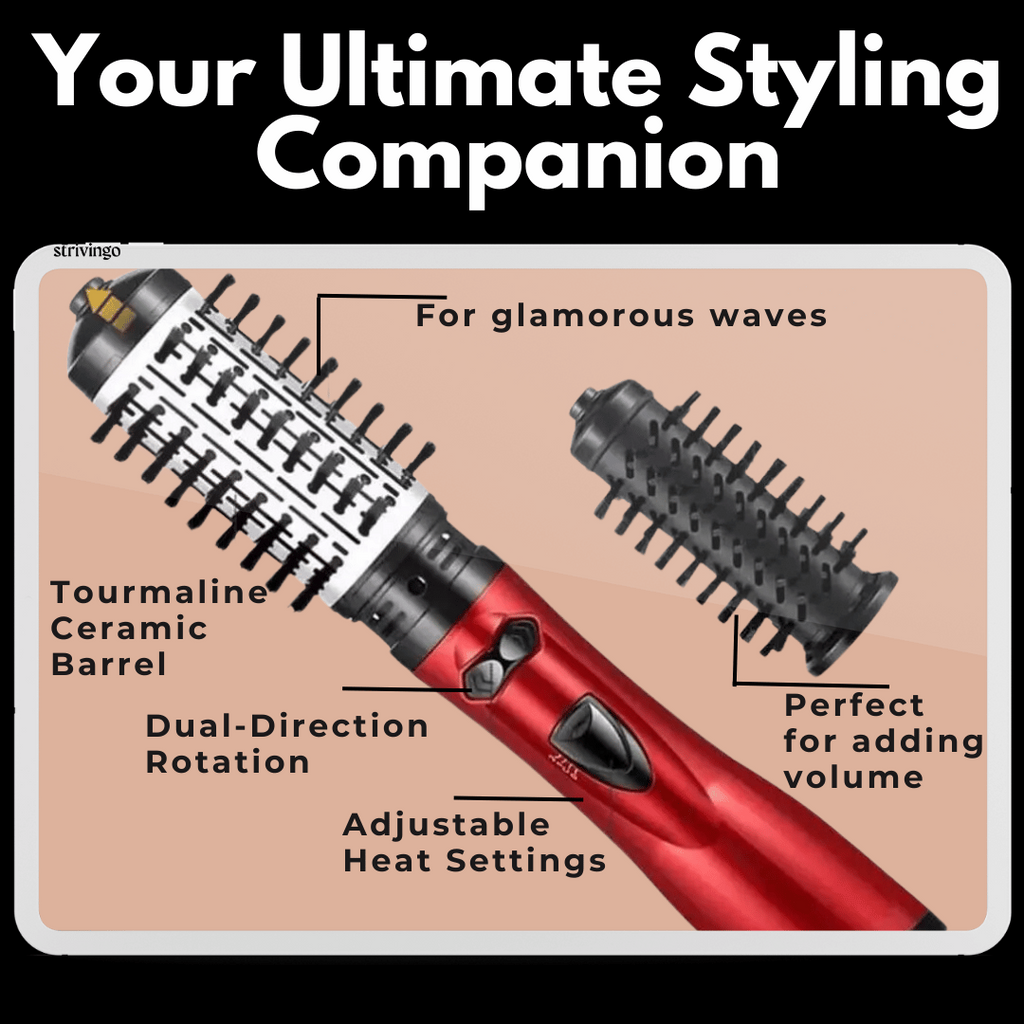 Junips | 3-in-1 Rotating Hair Dryer and Styler with Adjustable Temperature for Effortless Curls and Waves