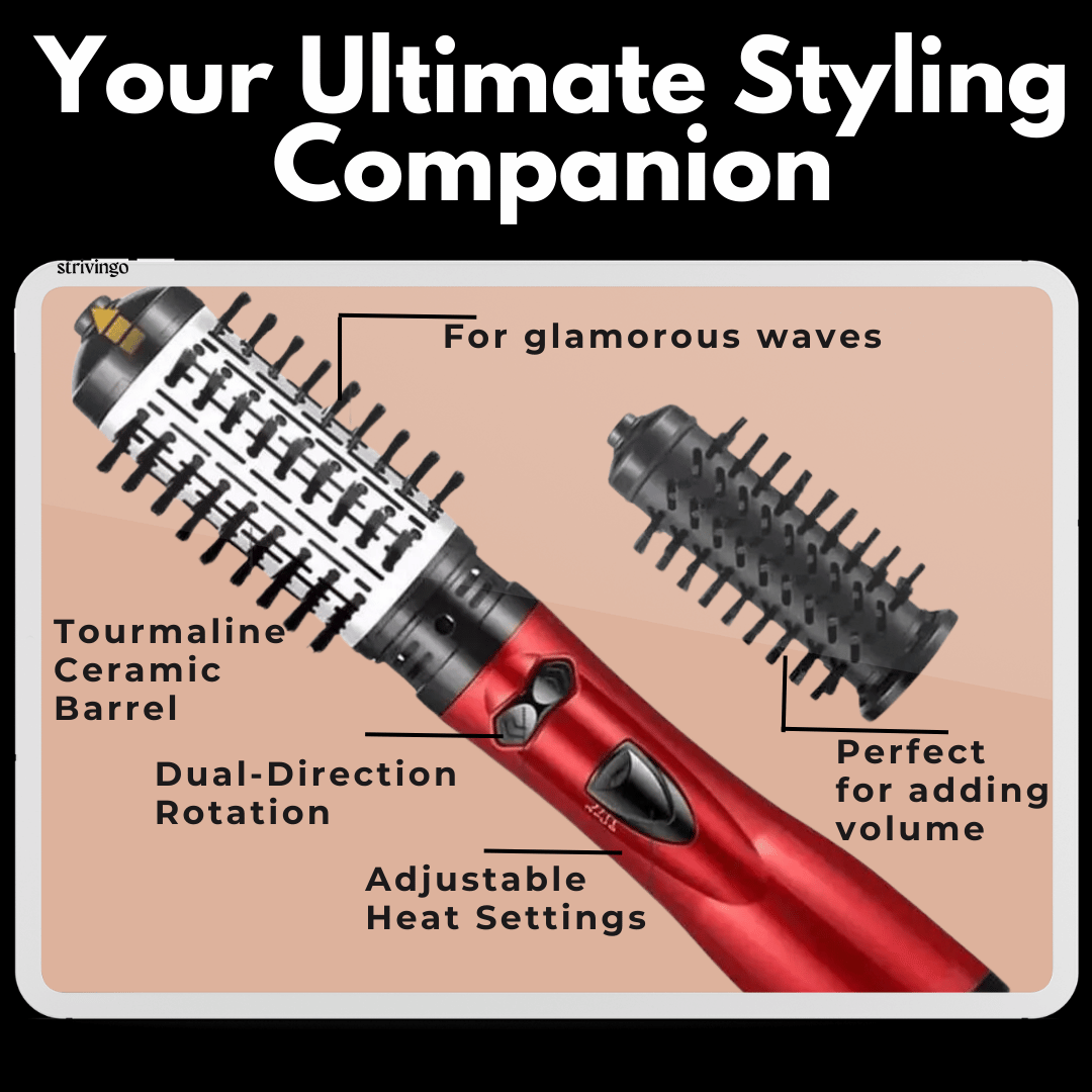 Junips | 3-in-1 Rotating Hair Dryer and Styler with Adjustable Temperature for Effortless Curls and Waves
