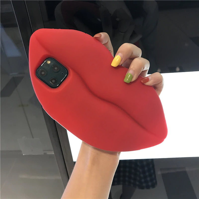 Junips | 3D Big Red Lip Mouth Kiss Soft Silicone Shoulder Iphone Cases