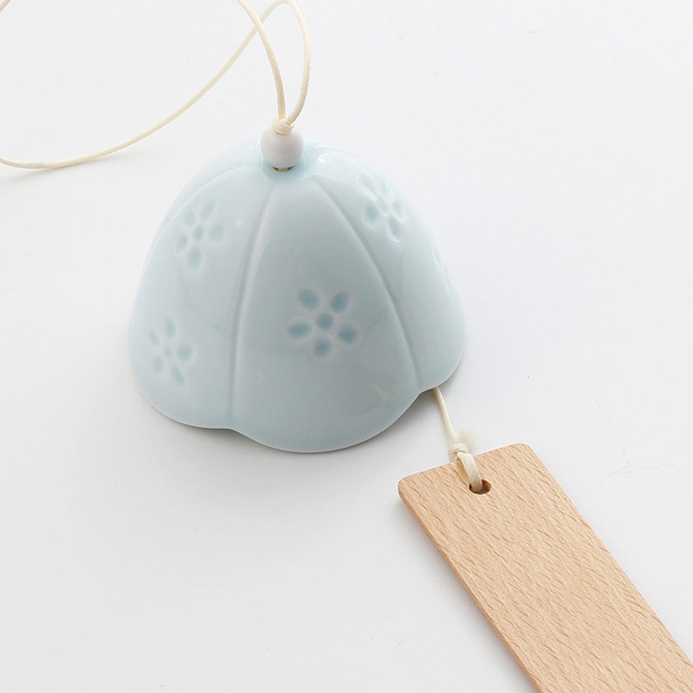 Junips | Japanese Ceramic Bells, Sakura Bell Rings, Hanging Garden Bells, Living Space Garden Decoration, White
