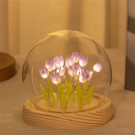Junips | Handmade Artificial Tulip LED Night Light Bedside Table Lamp for Bedroom and Gift Decor