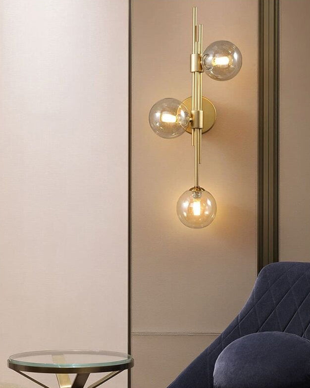 Junips | 3 Head Glass Ball Wall Lamp - Amber