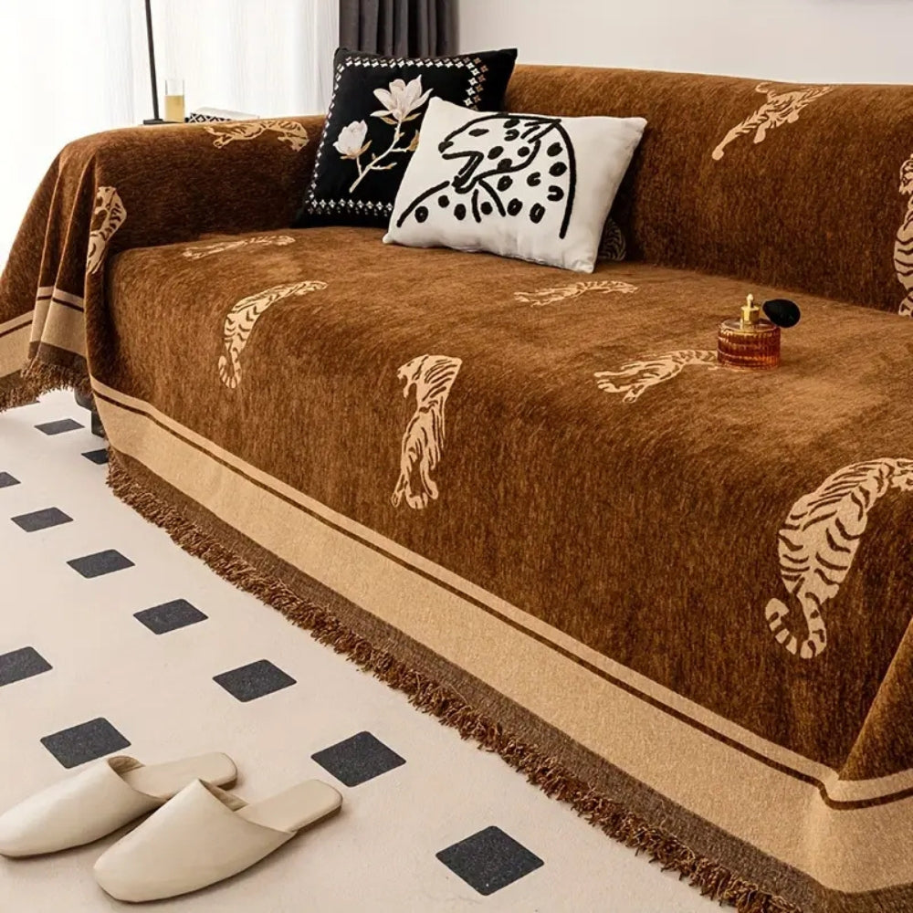 Junips | Safari Tiger Chenille Sofa Cover
