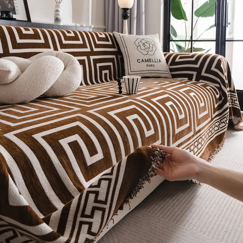 Junips | Meander Tassels Chenille Sofa Cover