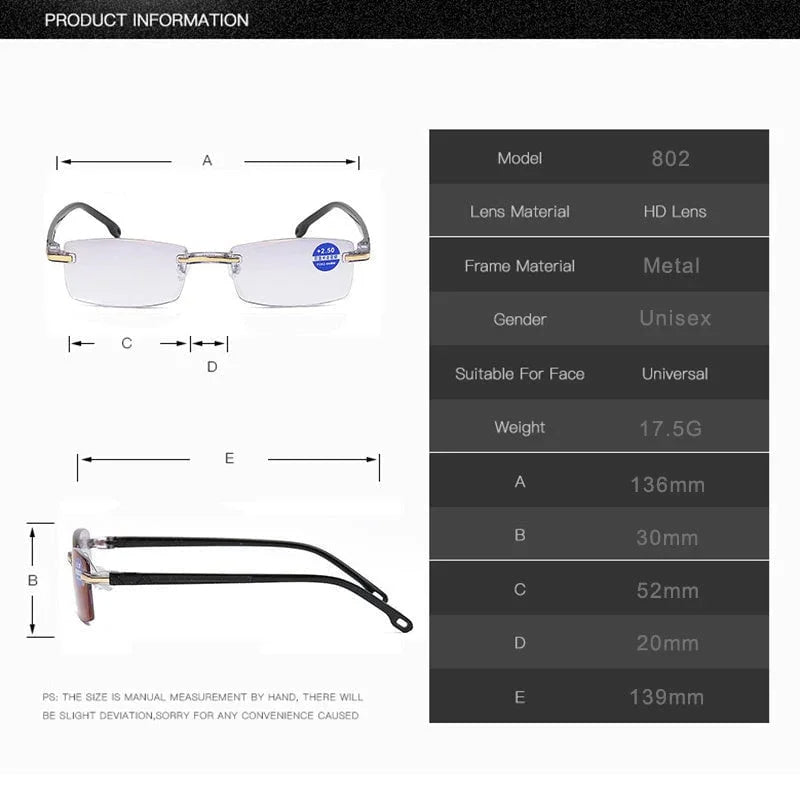 Junips | Progressive reading glasses with high hardness and anti-blue light filter for distance and near viewing