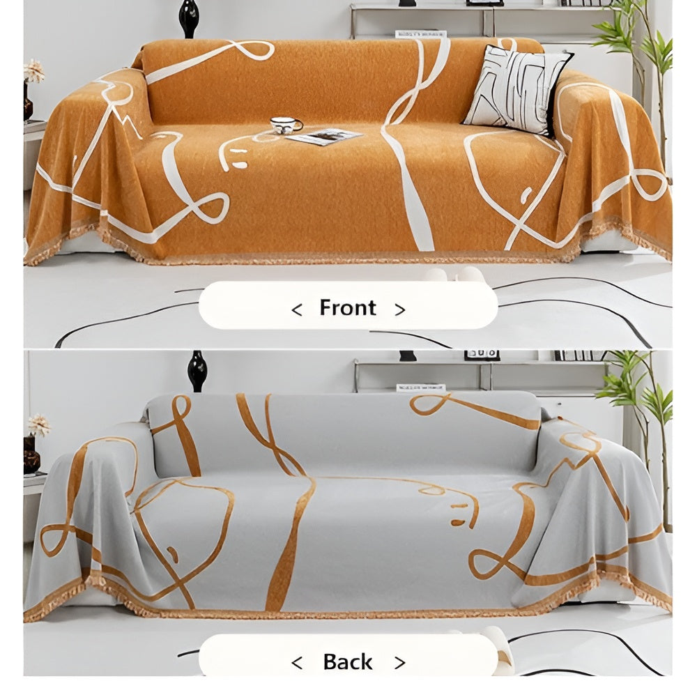 Junips | Abstract Line Reversible Chenille Sofa Cover