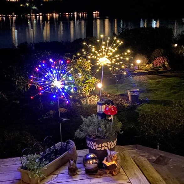 Junips | 4 Piece Solar Firework Garden Lights - Weatherproof LED Decorative Lighting, Solar Energy for Garden and Patio