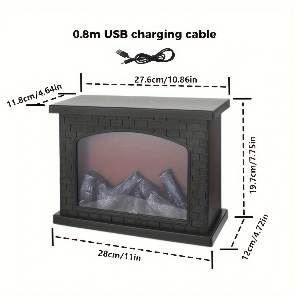 Junips | Cozy rectangular fireplace lantern stove lamp - Realistic simulation flame lights
