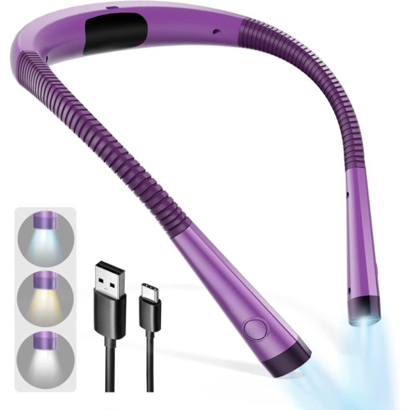 Junips | LED Neck Reading Lamp, Book Light for Reading in Bed, 3 Colors, 6 Brightness Levels, Flexible Arm, Rechargeable, Durable, Perfect for Reading, Knitting, Camping, Repairing