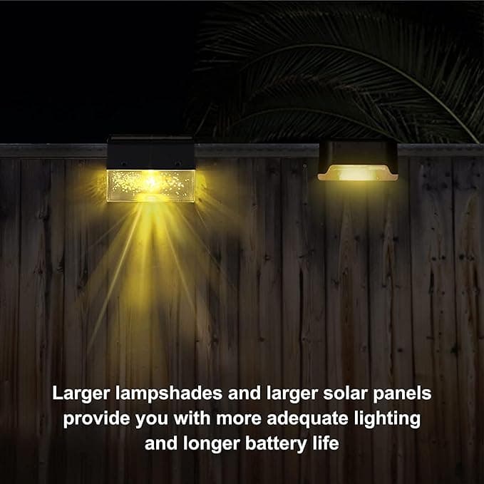 Junips | Solar Deck Lights 4 Piece Set, Solar Step Lights Outdoor, Warm White/Color Changing Solar Fence Light for Terrace Garden Yard