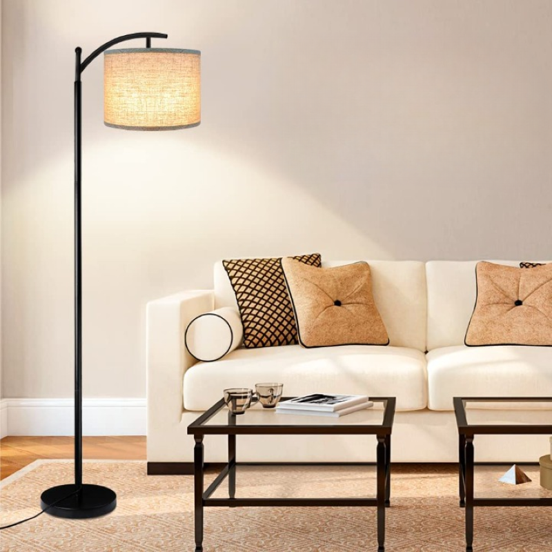 Junips | Floor lamp with 3 color temperatures LED bulb, floor lamp high industrial floor lamp reading for bedroom, office, white lampshade included