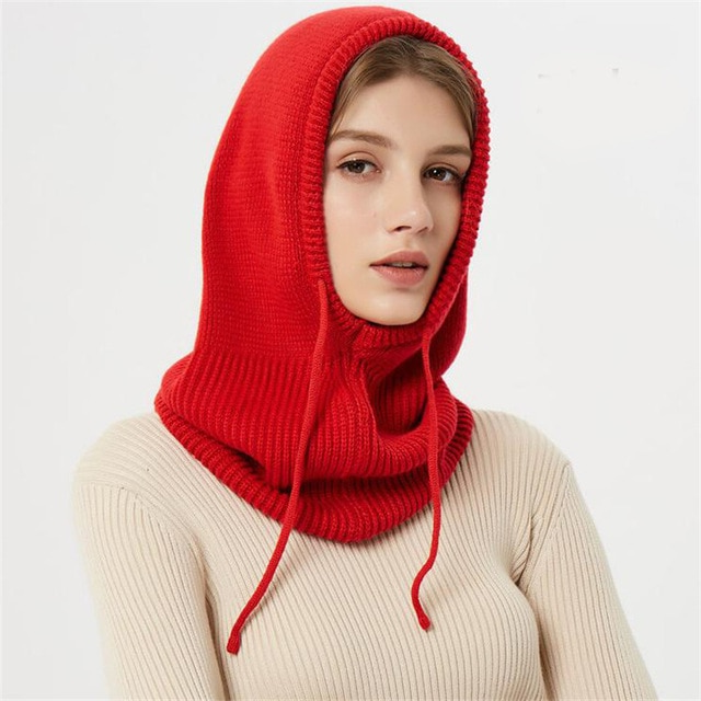 Junips | Winter Knit Beanie | Hooded Balaclava Style | Reinforced Wool-Blend Thermal Insulation | Adjustable Drawstring Fit | Wind-Resistant High-Volume Headwear