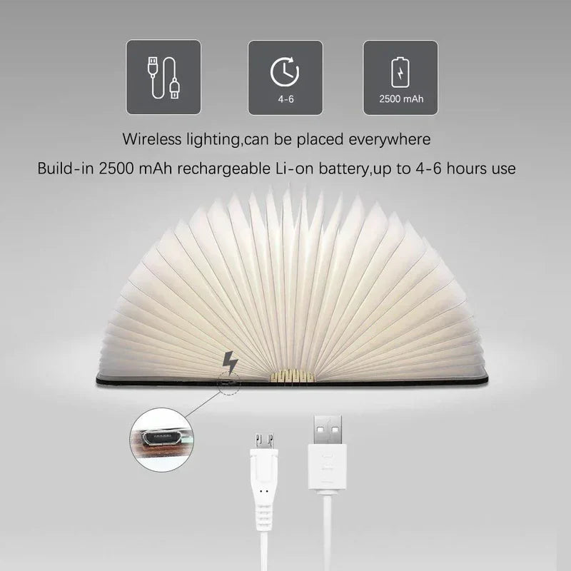 Junips | LED Folding Book Light – Unique and Quirky Gift Idea for Book Lovers, Perfect for Reading Nooks or Bedside Tables | Creative and Compact Night Light