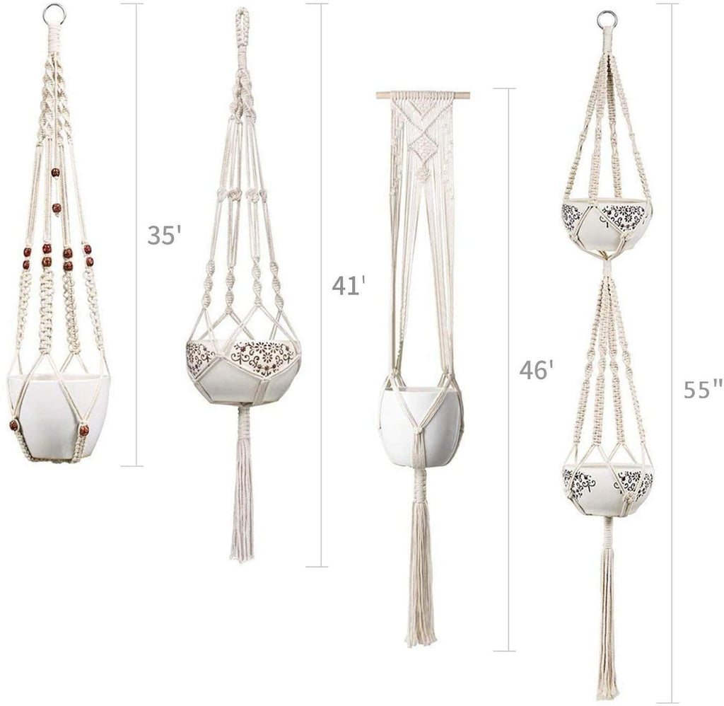 Junips | 4-piece handmade Boho macrame plant hanger set