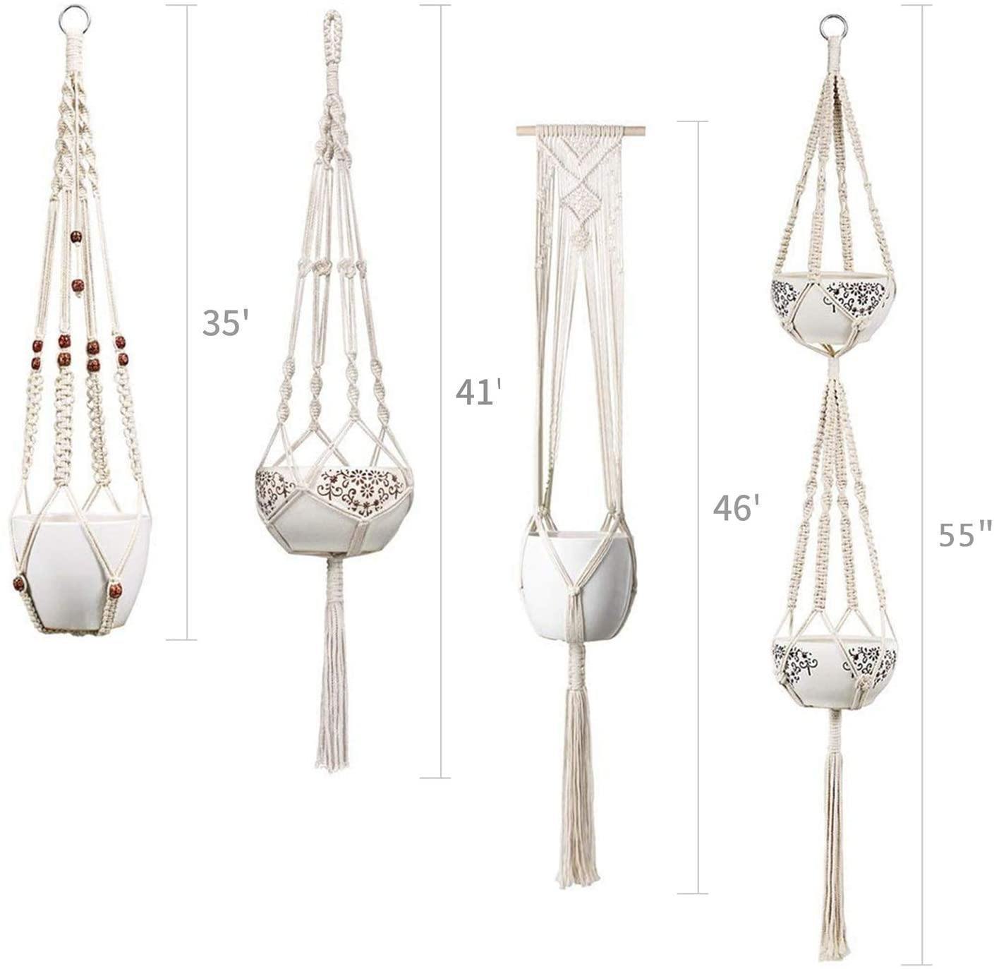 Junips | 4-piece handmade Boho macrame plant hanger set
