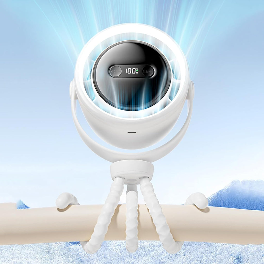 Junips | Rechargeable Clip-On Stroller Fan with Night Light 100 Speeds