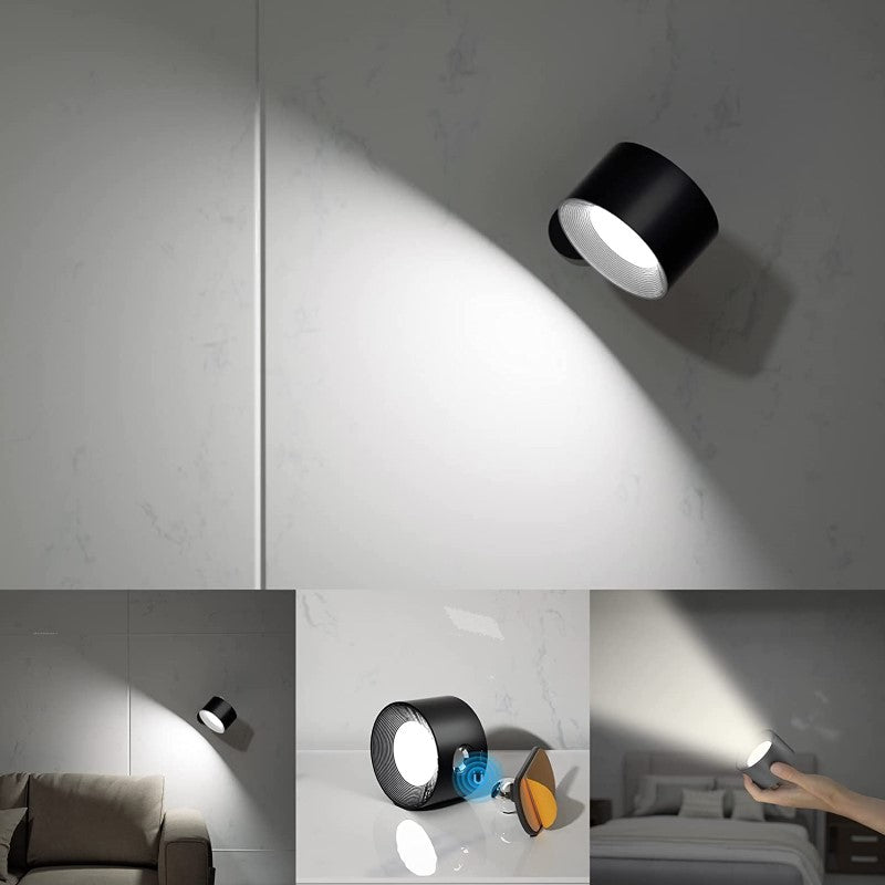 Junips | LED Wall Lights, Wall-mounted Lamps with Rechargeable Battery, 3 Color Temperatures & 3 Brightness Levels, 360° Rotatable Magnetic Ball, Wireless Wall Lights for Study, Reading, Nightstand