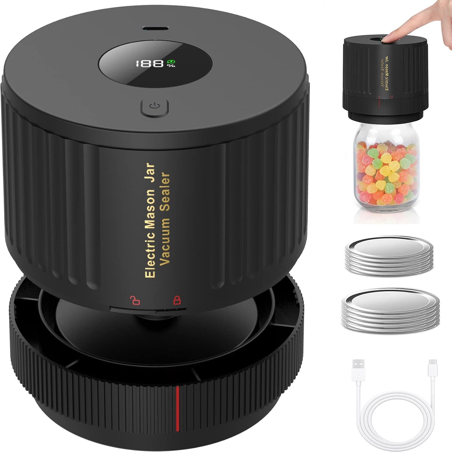 Junips | Electric Mason Jar Vacuum Sealer Set - Preserve Freshness Quickly!