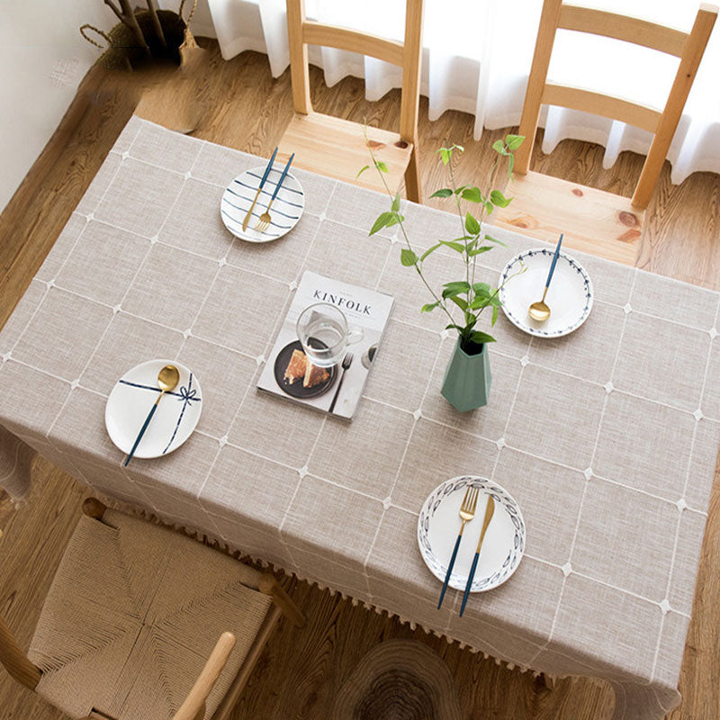 Junips | Waterproof Oil-resistant Rectangular Tablecloth Cotton Linen Wrinkle-resistant Tablecloth for Kitchen Dining Room Buffet Party