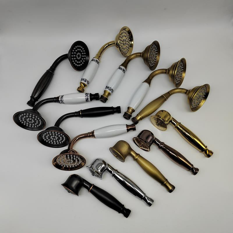 Junips | Traditional Handheld Shower Head with Hose Polished Brass Wall Mounted Shower Head