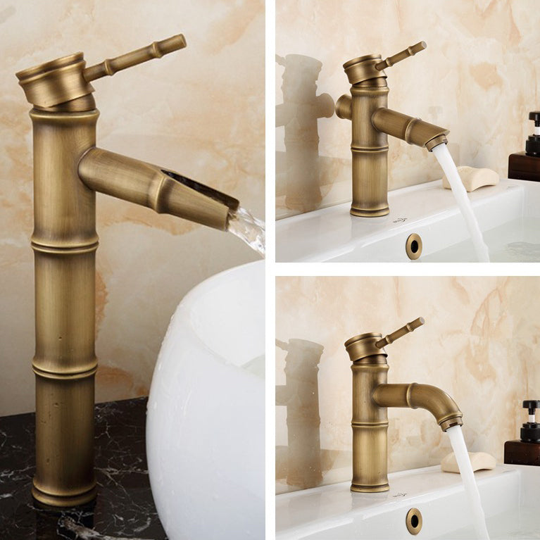 Junips | Farmhouse Brass Bathroom Faucet With Lever Handle Single Hole Sink Faucet