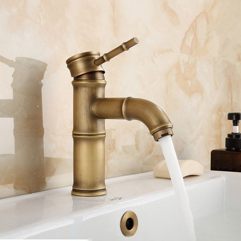Junips | Farmhouse Brass Bathroom Faucet With Lever Handle Single Hole Sink Faucet