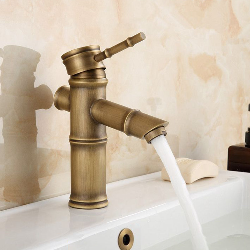 Junips | Farmhouse Brass Bathroom Faucet With Lever Handle Single Hole Sink Faucet