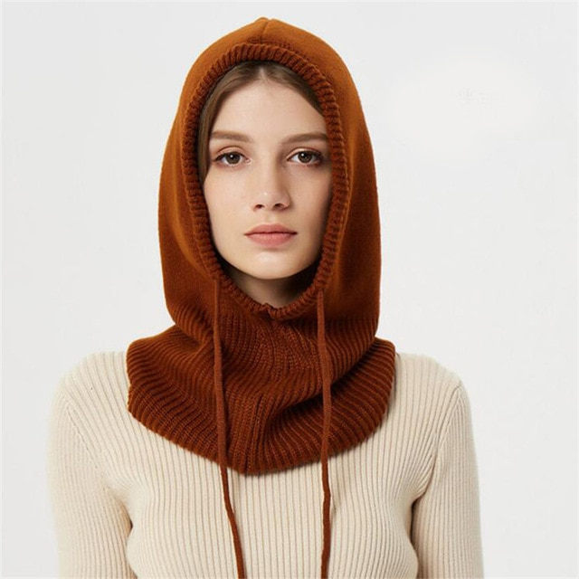 Junips | Winter Knit Beanie | Hooded Balaclava Style | Reinforced Wool-Blend Thermal Insulation | Adjustable Drawstring Fit | Wind-Resistant High-Volume Headwear