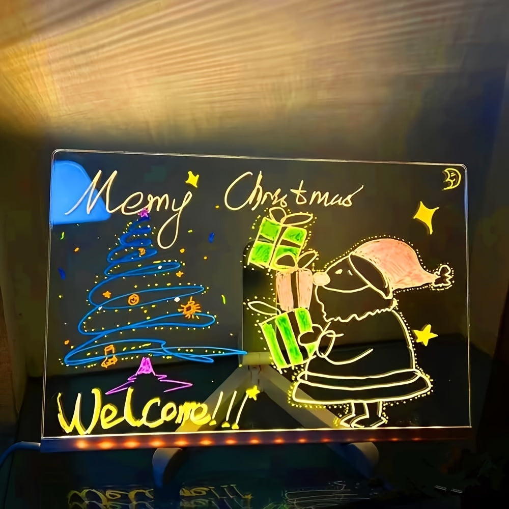 Junips | USB LED Noteboard with 12 Colored Pens - Bright Message Board for Office & Home