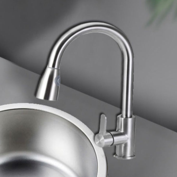 Junips | Round Stainless Steel Sink Built-in Sink with Basket Strainer