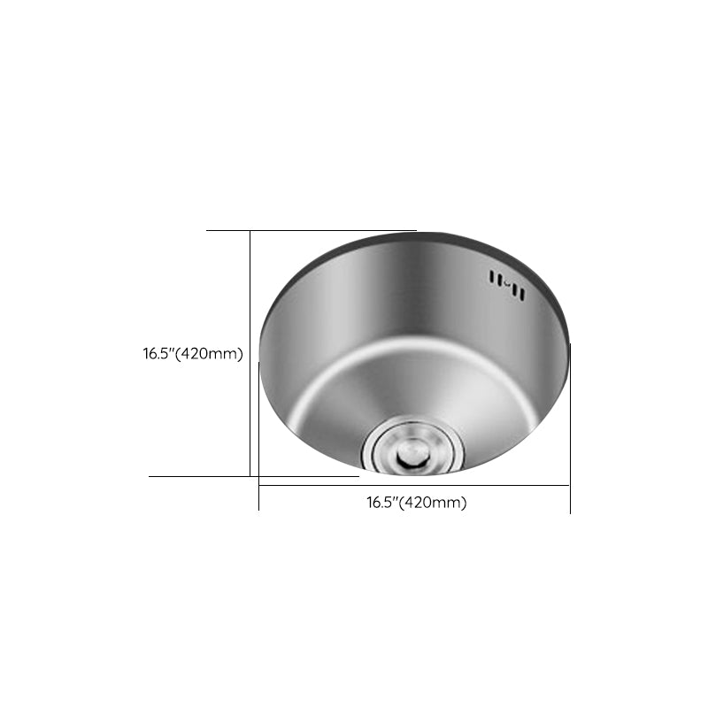 Junips | Round Stainless Steel Sink Built-in Sink with Basket Strainer