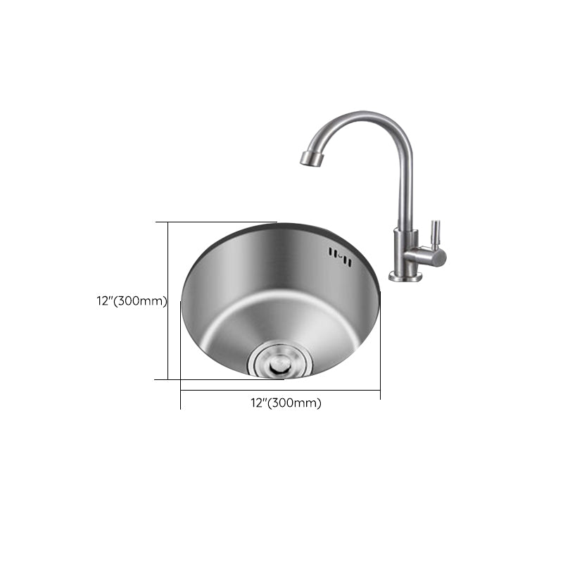 Junips | Round Stainless Steel Sink Built-in Sink with Basket Strainer