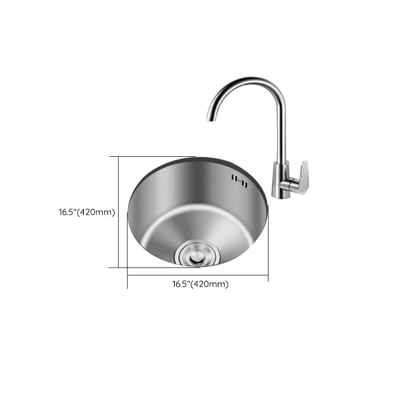 Junips | Round Stainless Steel Sink Built-in Sink with Basket Strainer