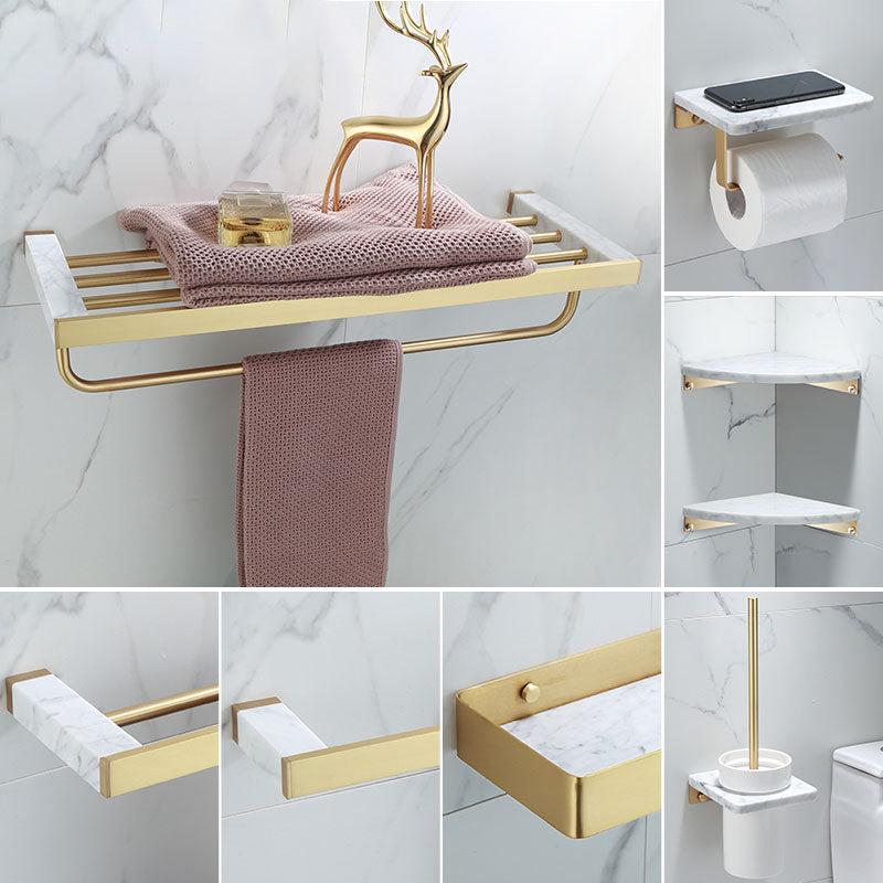 Junips | Polished Brass Bathroom Accessory Set Marble Bathroom Hardware